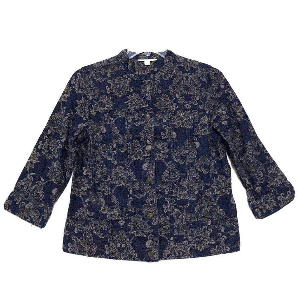 JM Collection Denim Floral / Paisley Tapestry Jacket